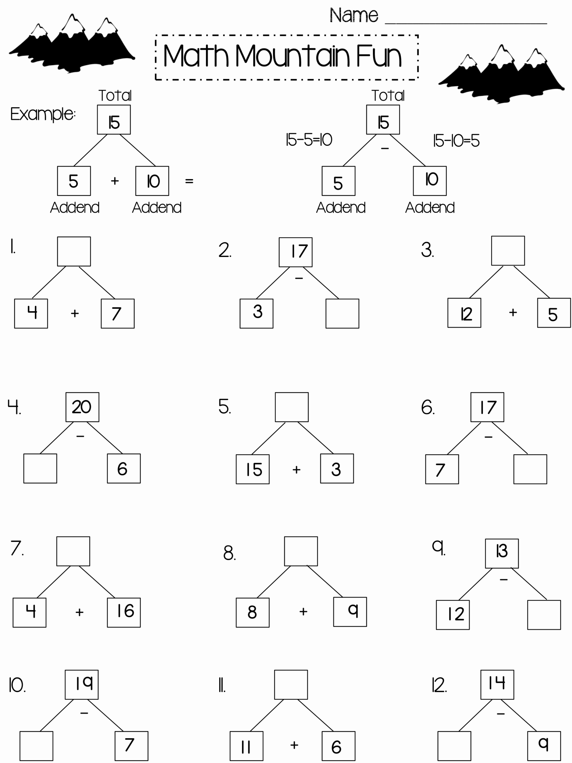 grade 1 math worksheet
