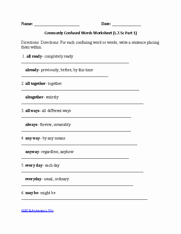 50 Commonly Confused Words Worksheet Chessmuseum Template Library