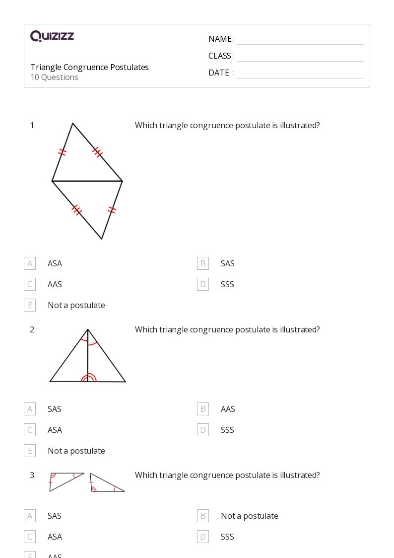 50 Congruence Worksheets For 10th Class On Quizizz Free Printable