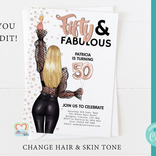 50 Fabulous Birthday Invitation Etsy