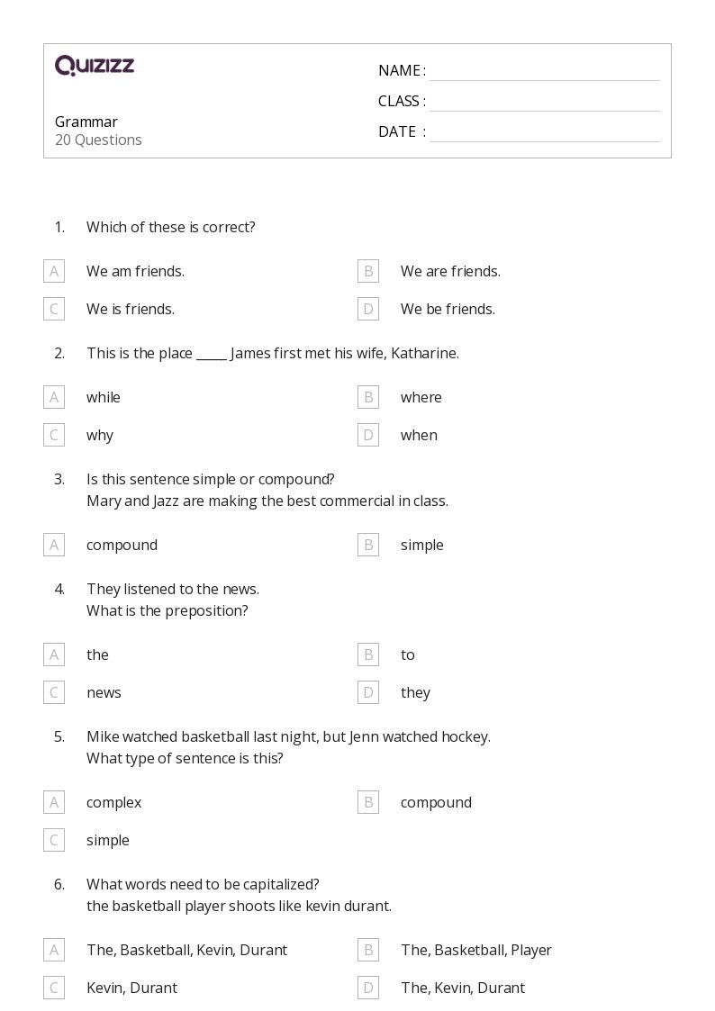 printable worksheet 5th grade