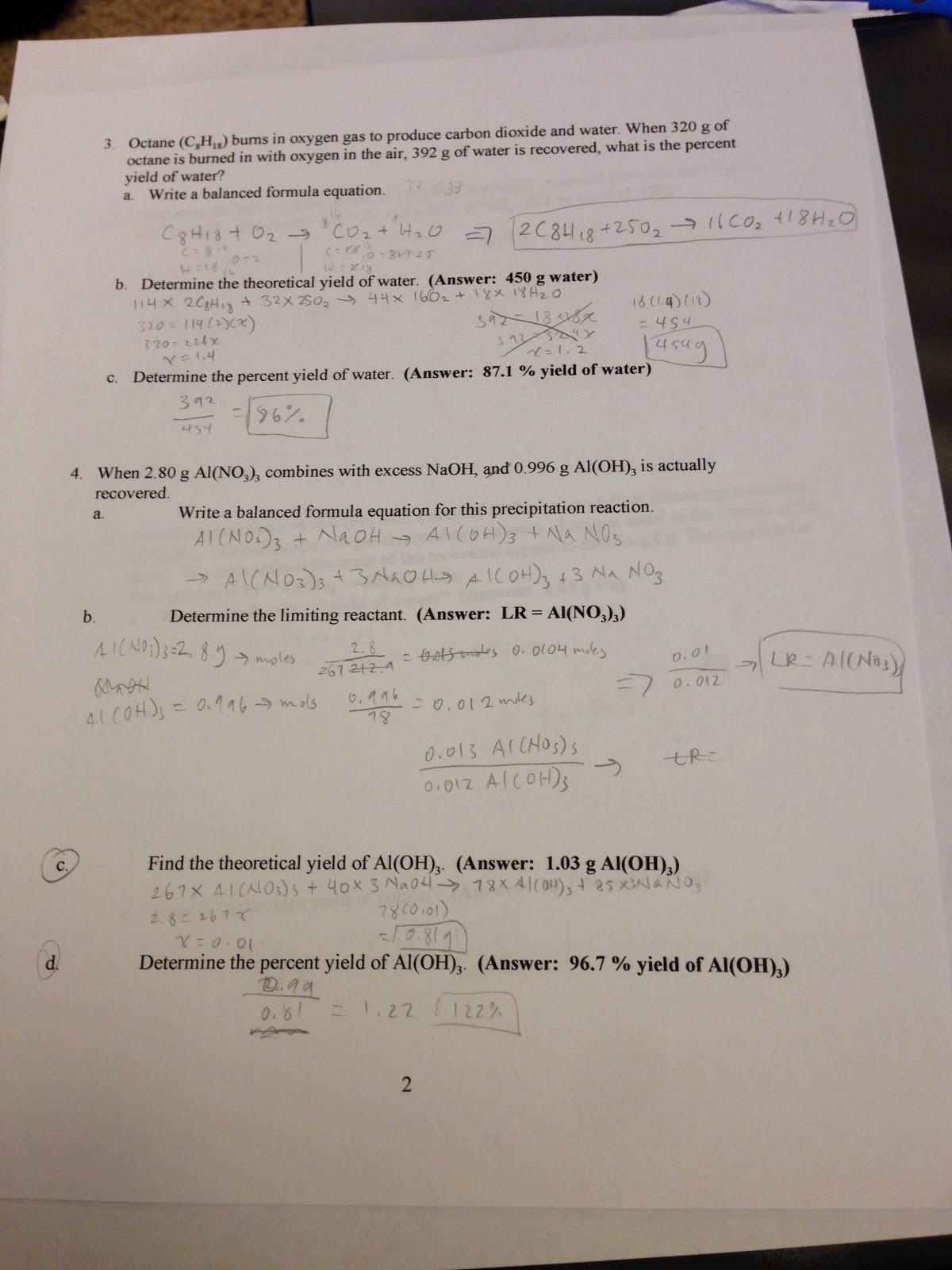 limiting reactant worksheet