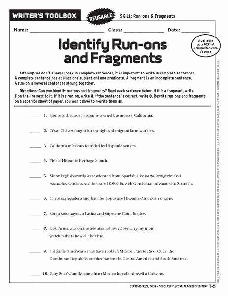 50 Run On Sentence Worksheet Chessmuseum Template Library