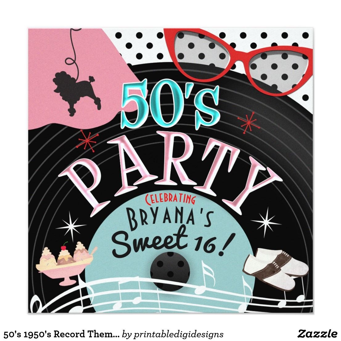 50s party invitation templates free