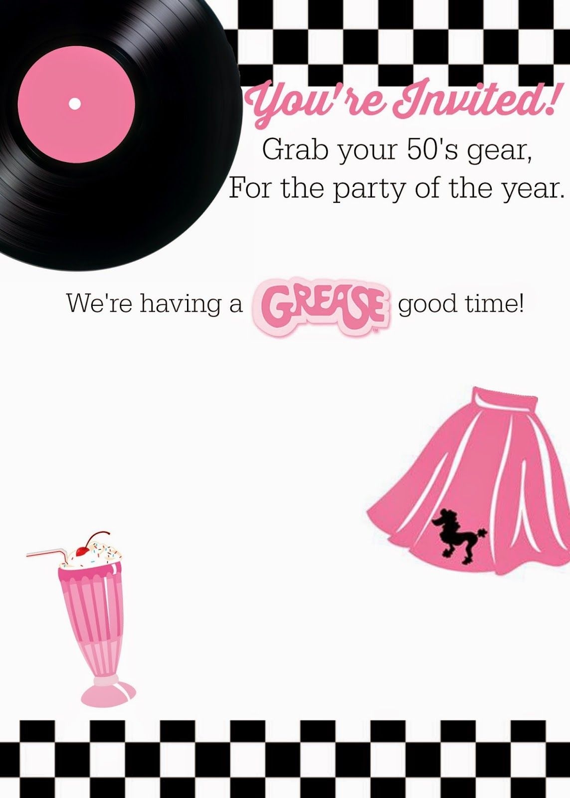 50S Party Invitation Templates Free Printable Word Searches