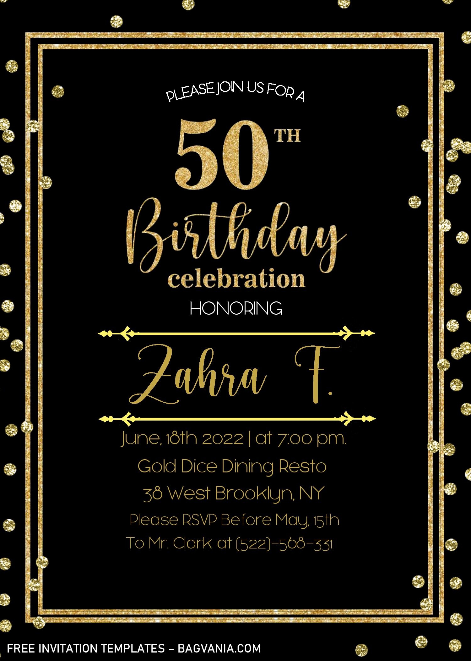 50th Birthday Invitation Template