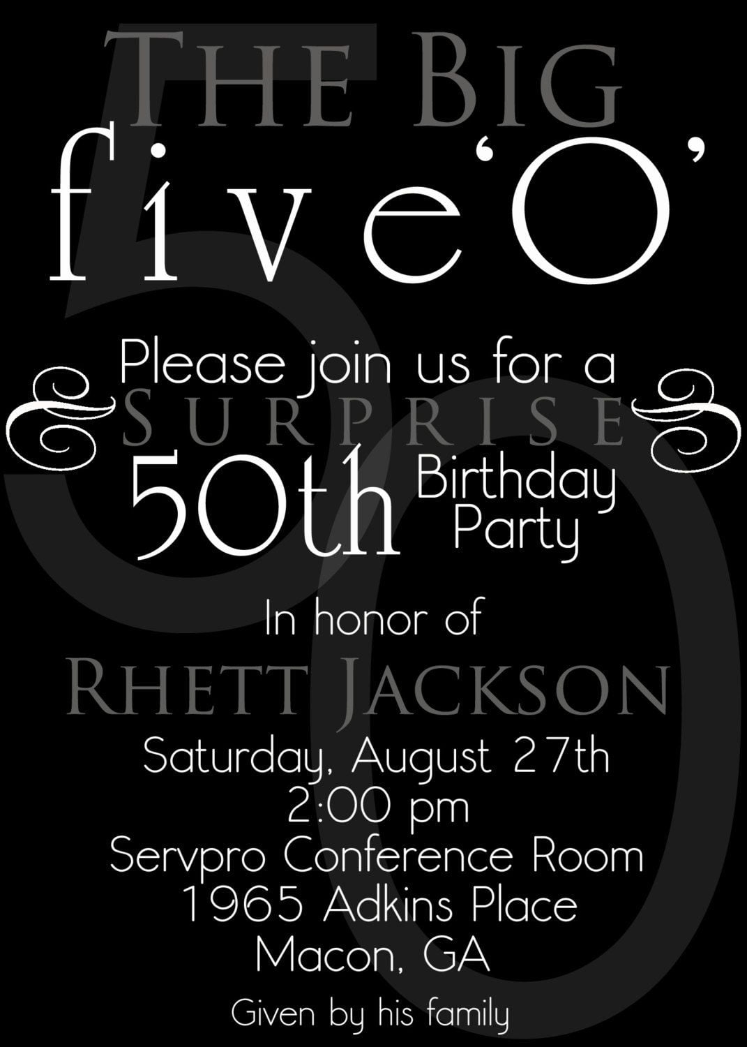 50th birthday invitations free printable template