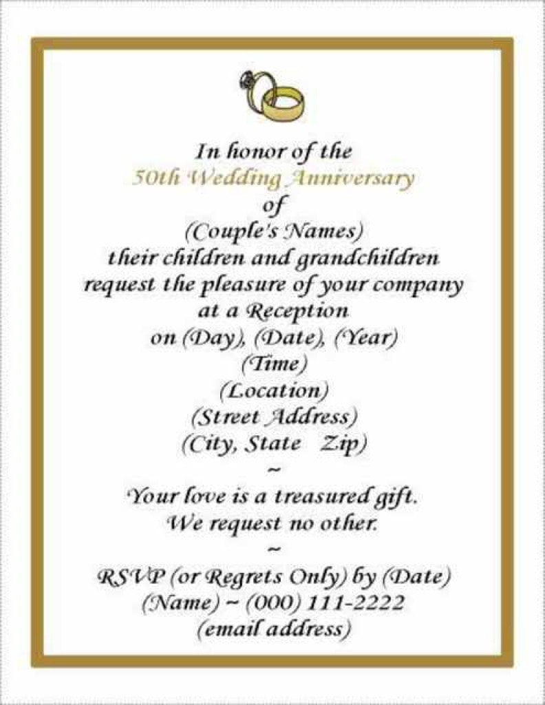 50th Wedding Anniversary Invitations Free Templates