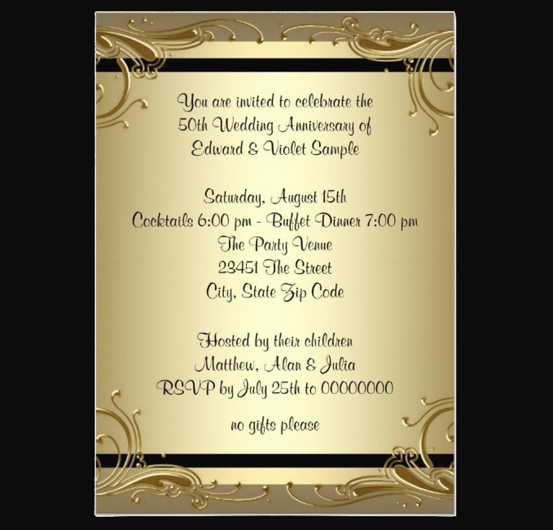50Th Wedding Anniversary Invitations Templates