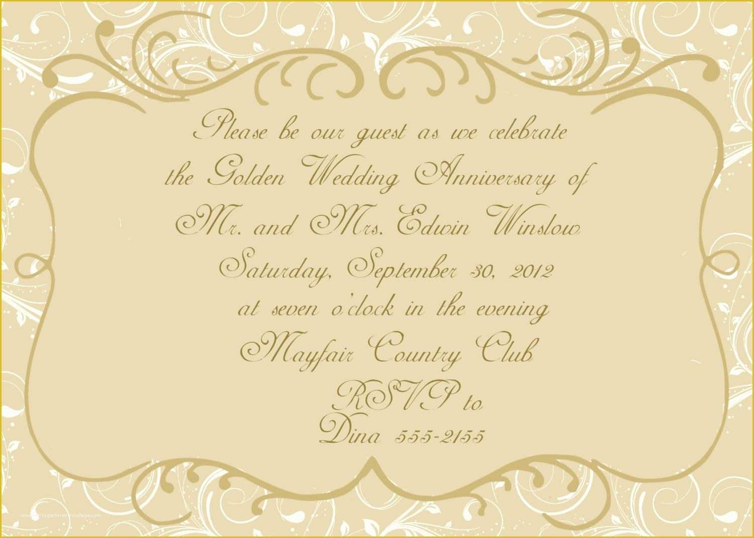 50th Wedding Anniversary Invitations Templates Free Download Of
