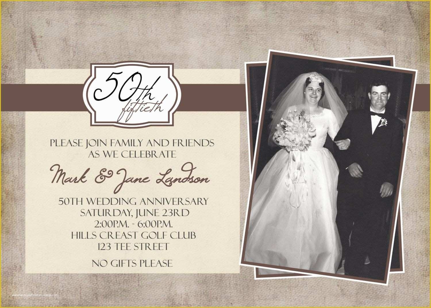 50th wedding invitations template