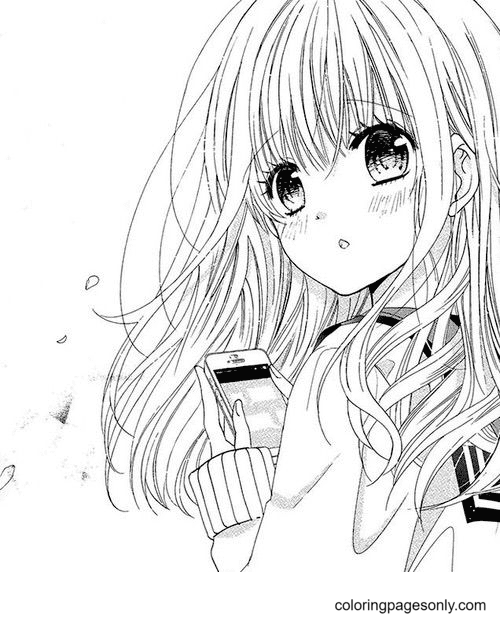 51 Long Hair Anime Girl Coloring Pages ColoringPagesOnly