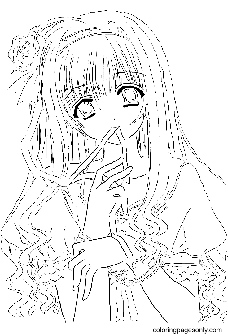 51 Long Hair Anime Girl Coloring Pages ColoringPagesOnly