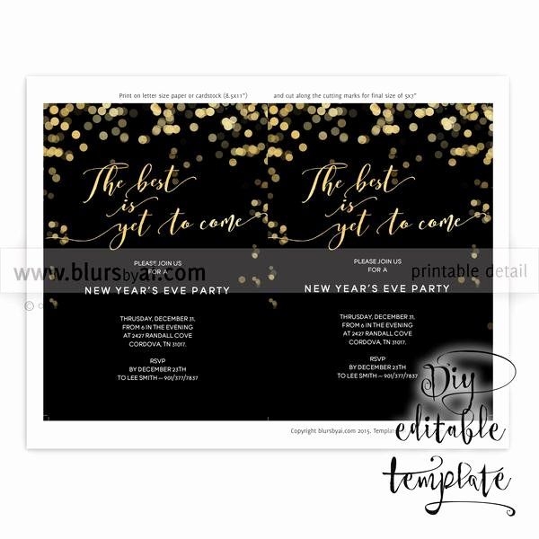 5x7 Invitation Template Word Awesome Printable New Year S Eve Party 