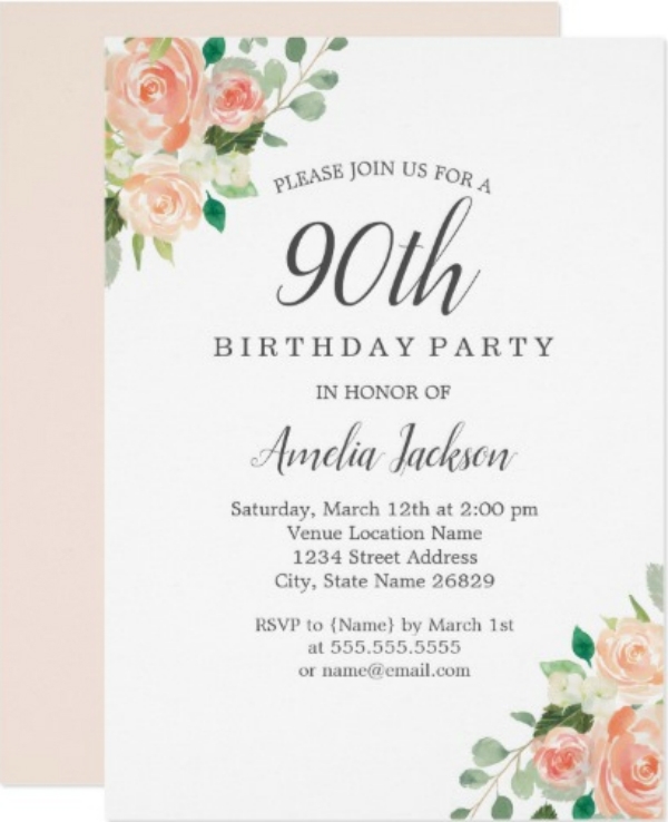 90th birthday invites free templates