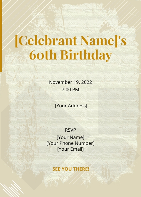 60th Birthday Invitation Card Template Edit Online Download Example