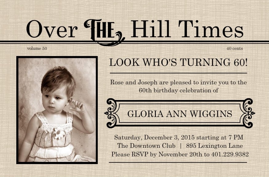60th Birthday Invitation Card Template Free Download