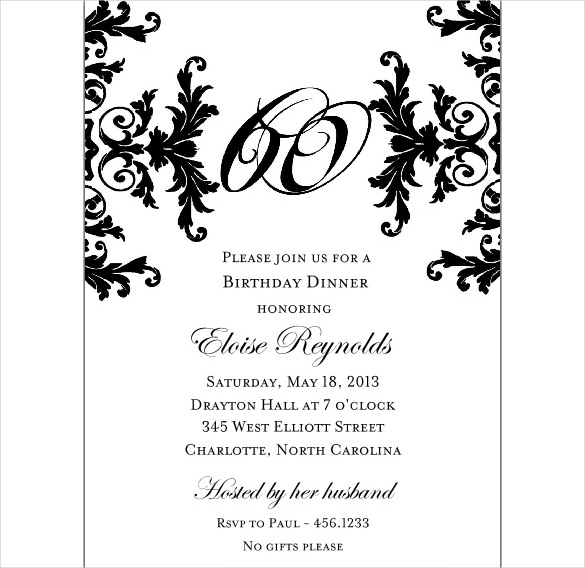 60th Birthday Invitation Card Templates Free Download Gamblingsop