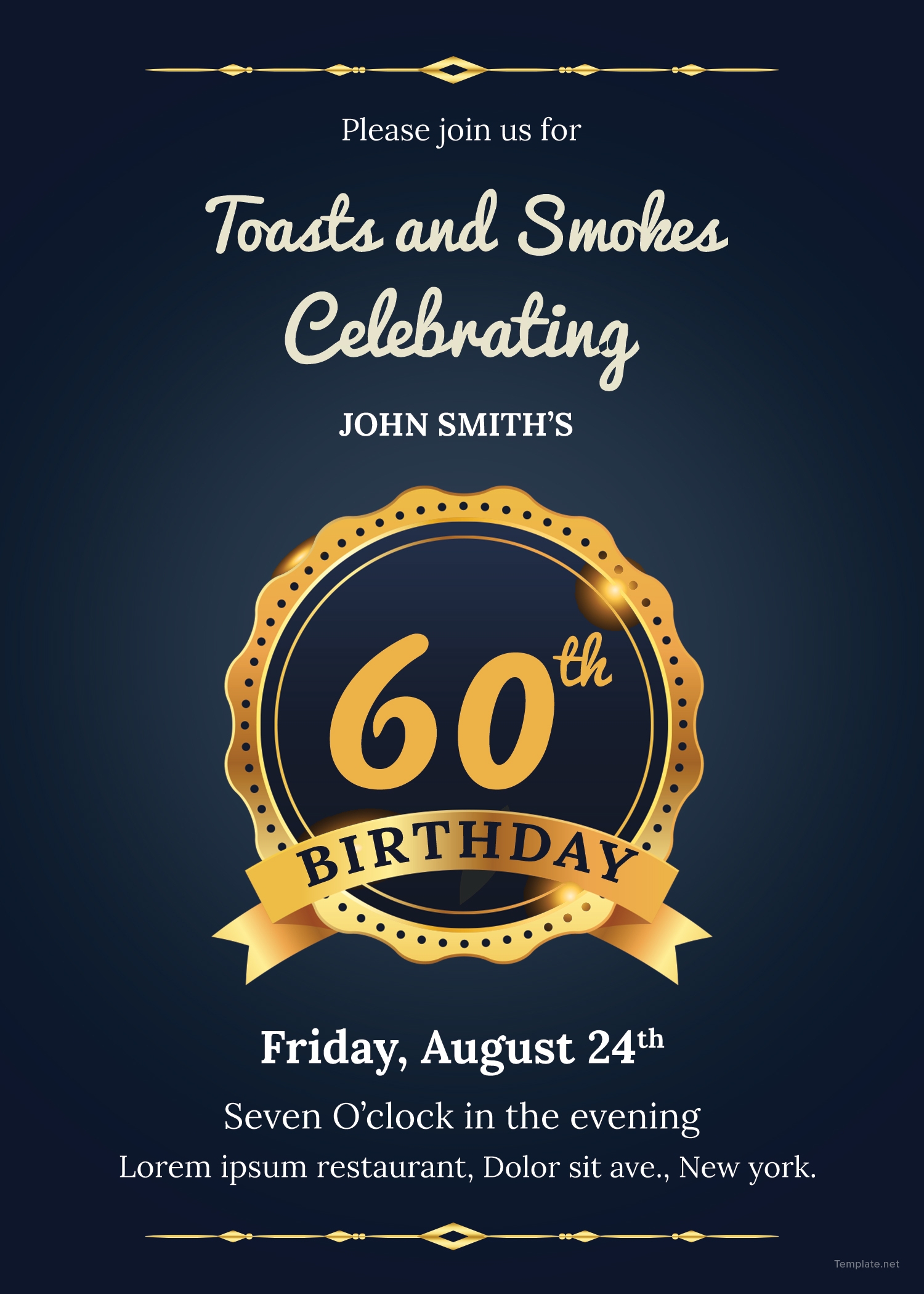 60th birthday party invitation template