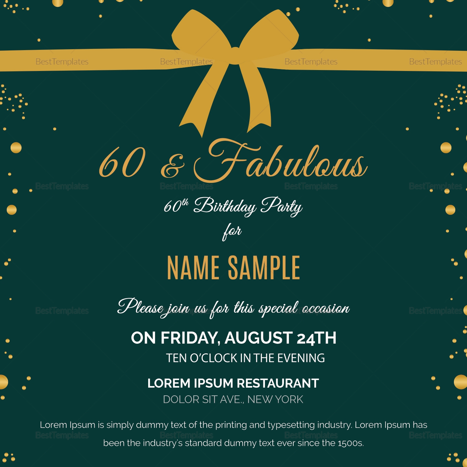 60th party invitations templates