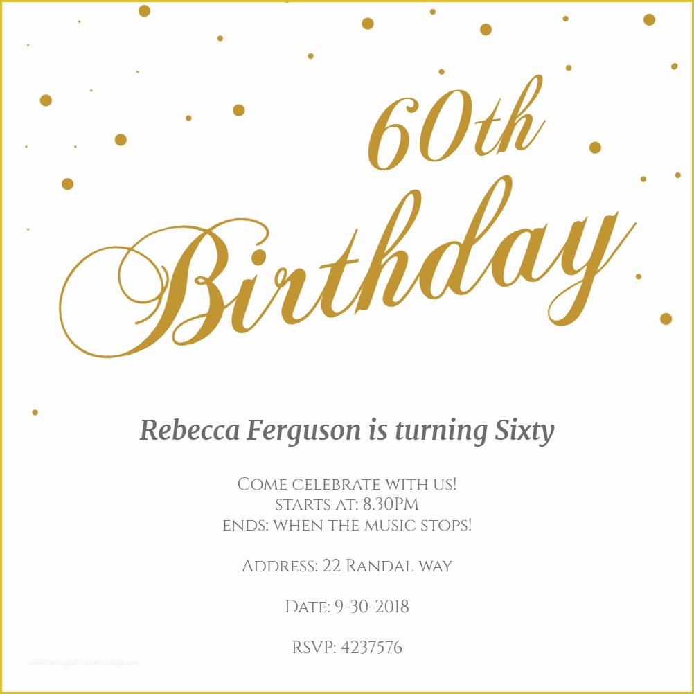 60th Birthday Party Invitation Templates Free Download Of 60th Golden 