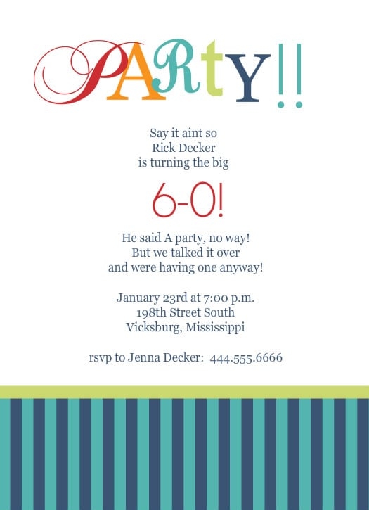 60th birthday party invitation templates free