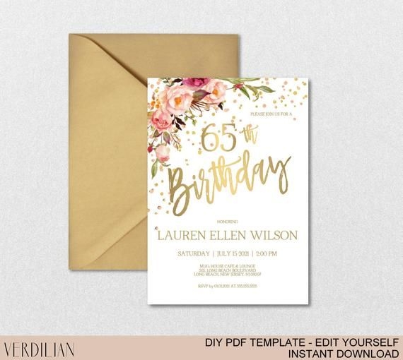 65th Birthday Invitations Templates Ivonne Gallardo