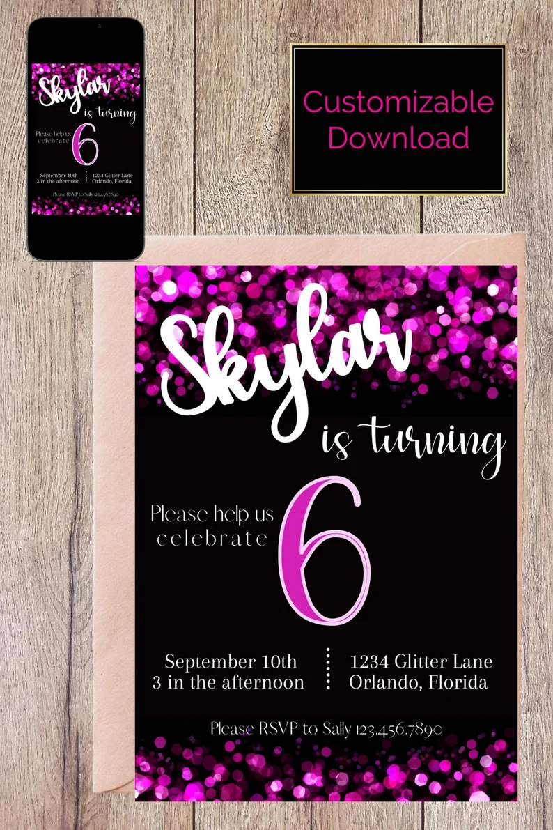 6th Birthday Invitation 6th Birthday 6th Birthday Invite Etsy 13th