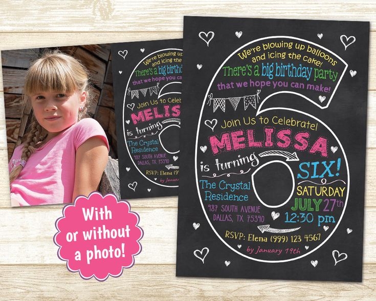 6th Birthday Party Invitation Chalkboard Invitation Sixth Party