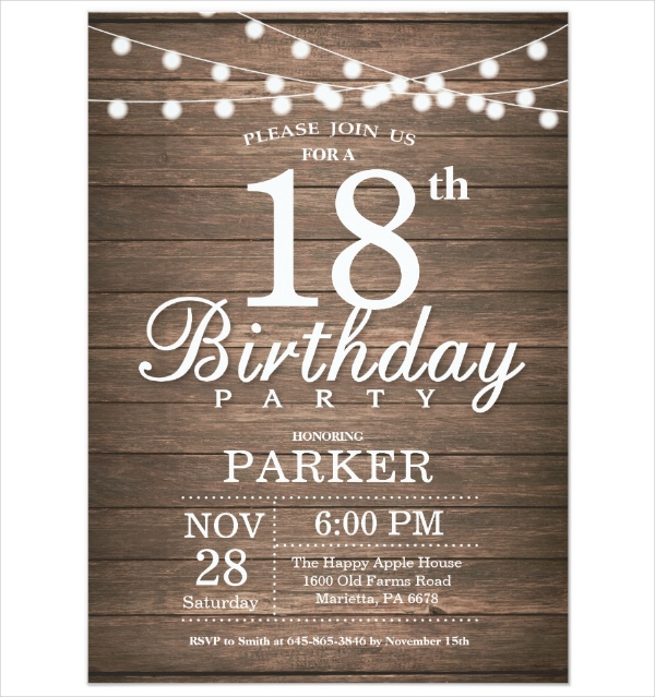 18th birthday invitation card template