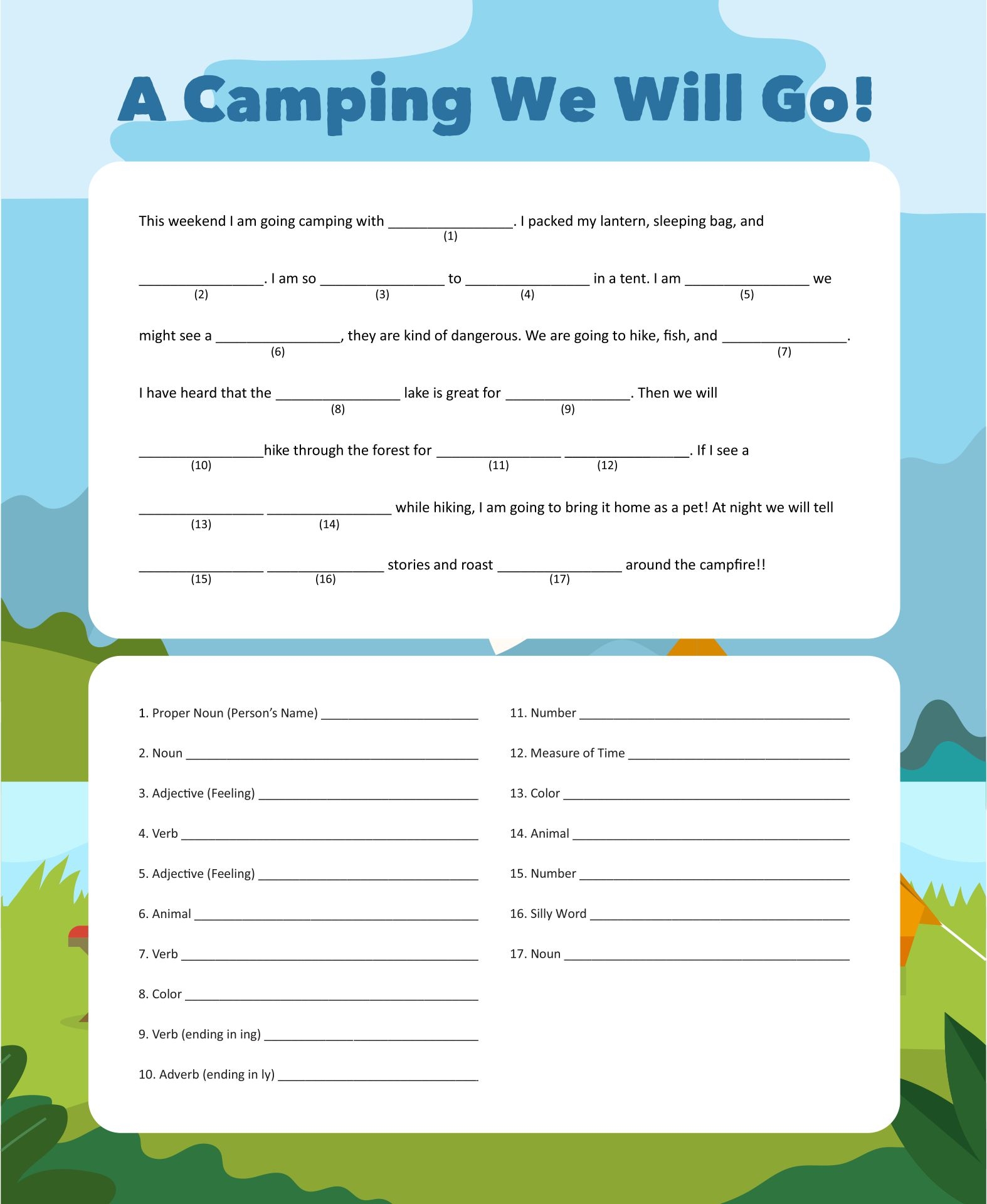 printable camping games for kids