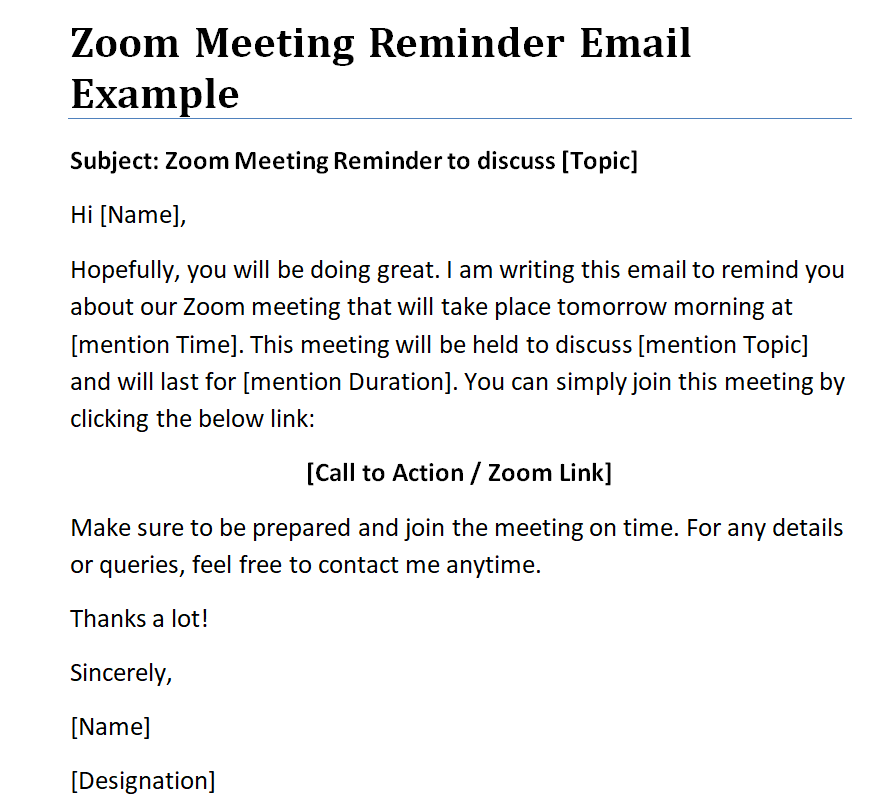 7 Official Zoom Meeting Invitation Email Templates DOC Day To Day 