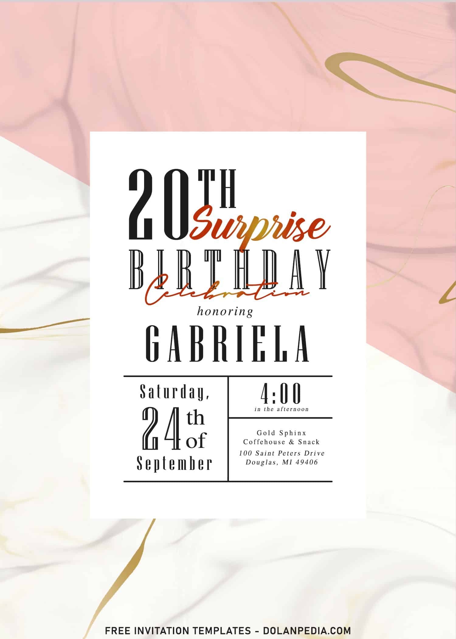 7 Shimmering Pink Glitter 20th Birthday Invitation Invitation 