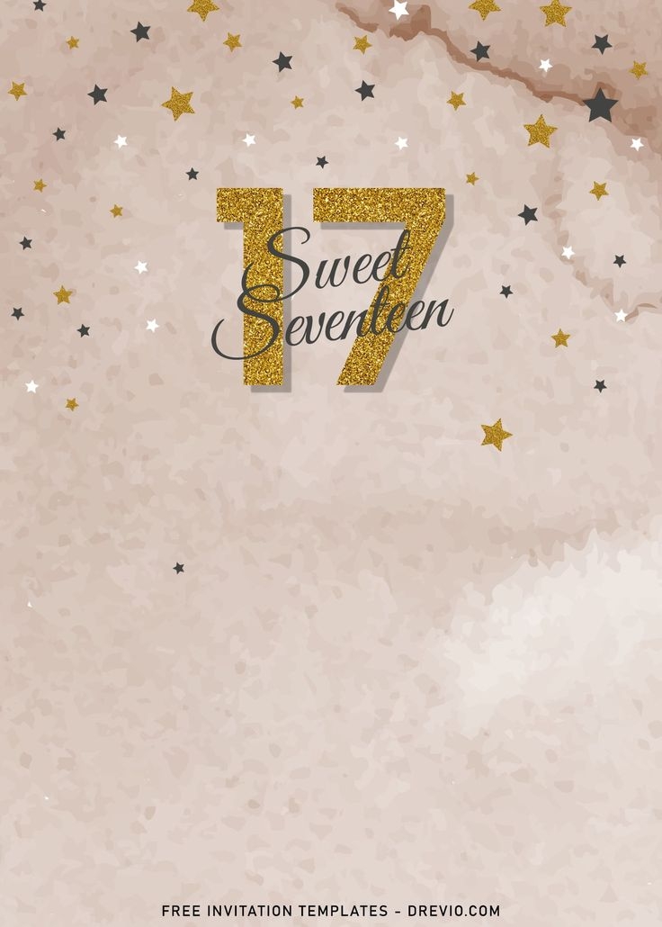 7 Sweet 17th Birthday Invitation Templates Hand Painted Watercolor