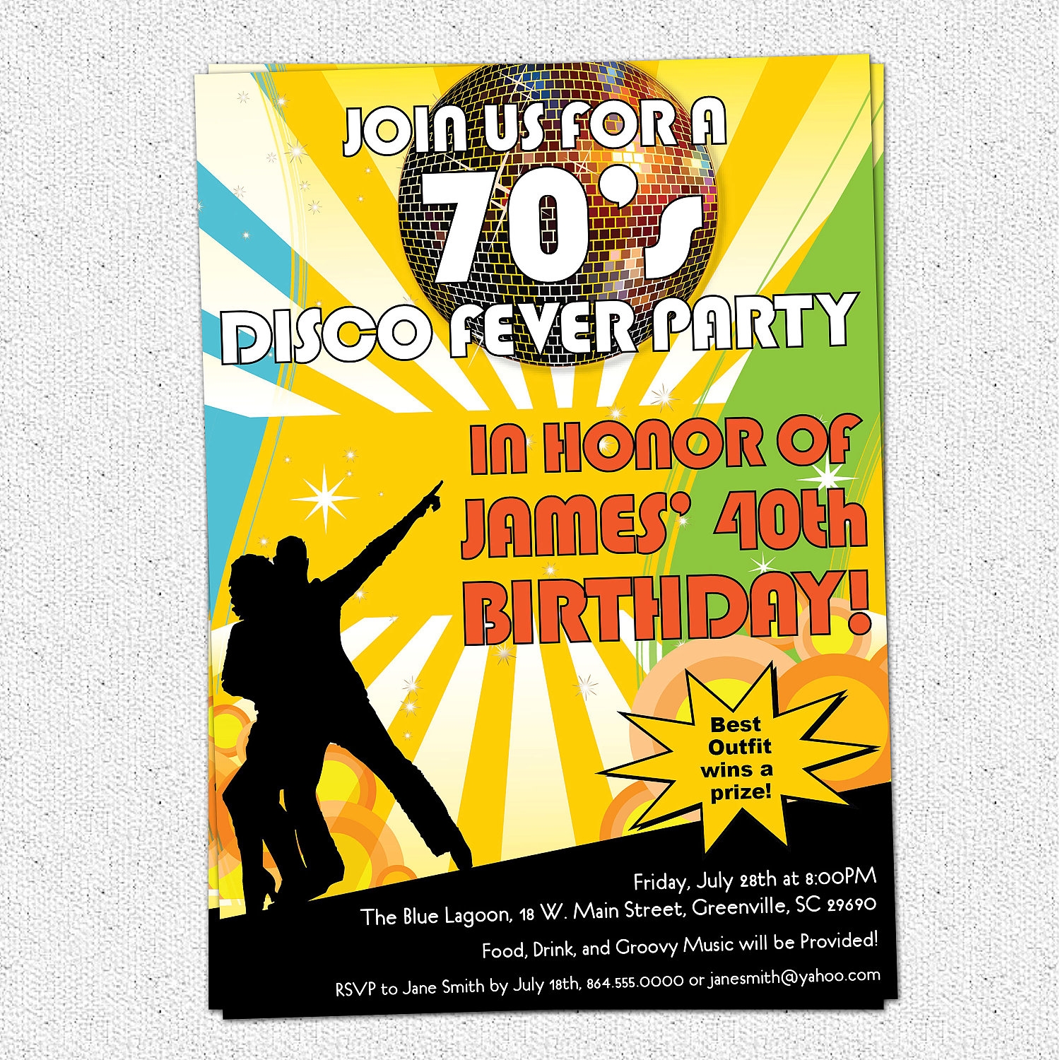 70S Invitation Template