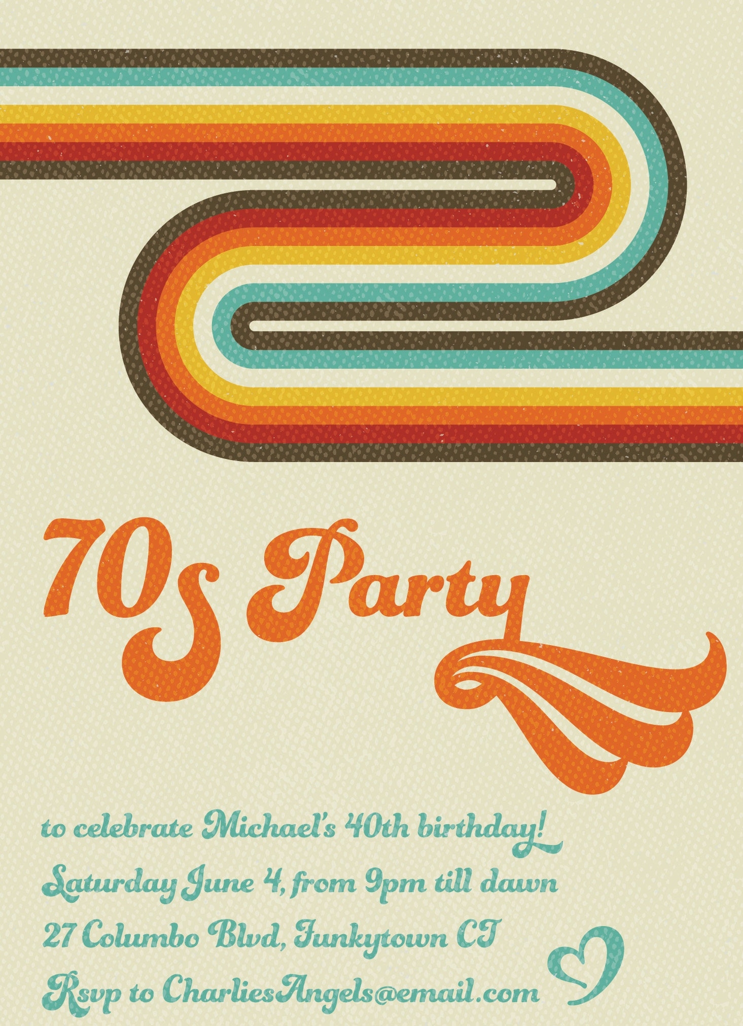 70s theme invitation template
