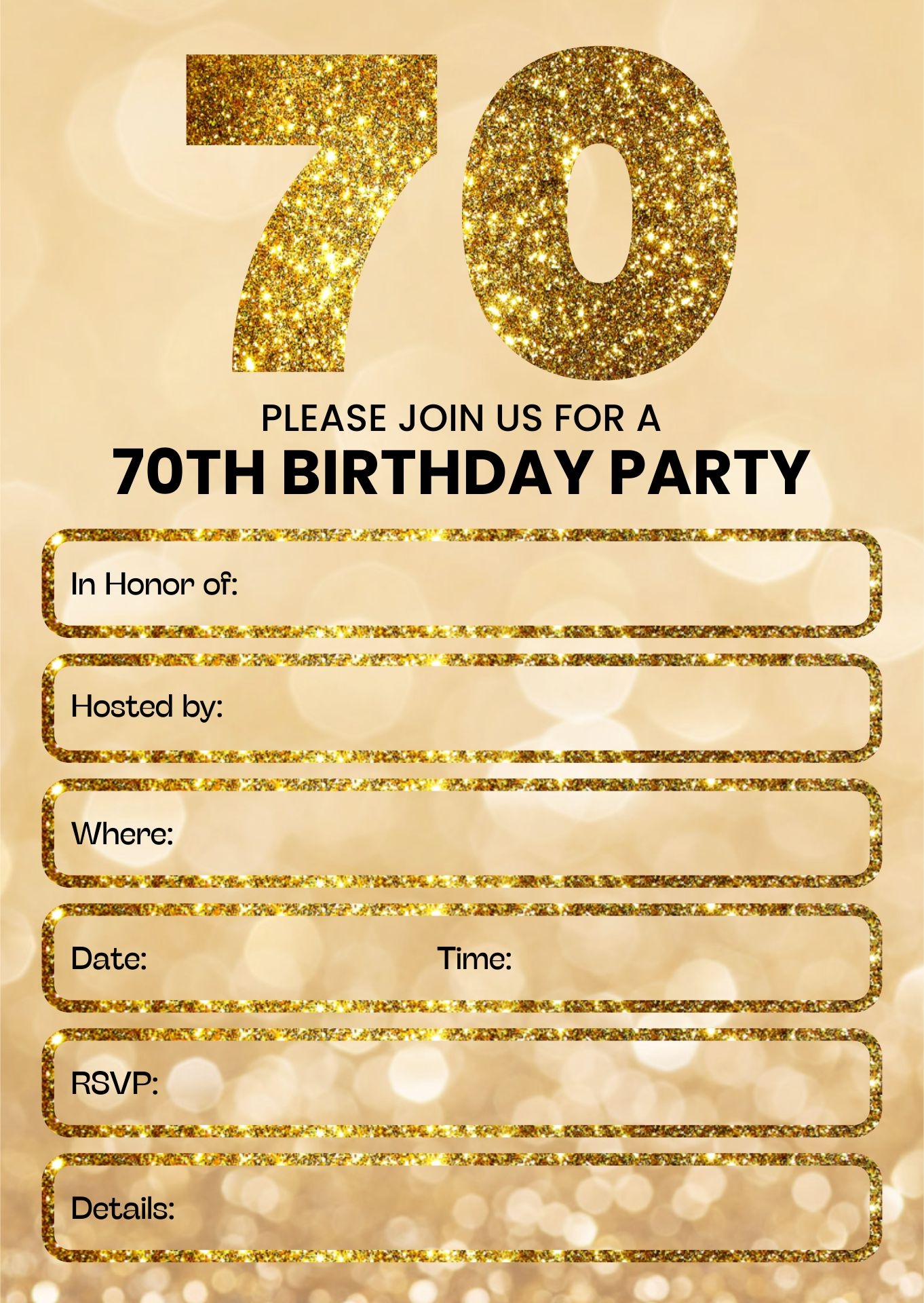 70Th Birthday Invitation Template