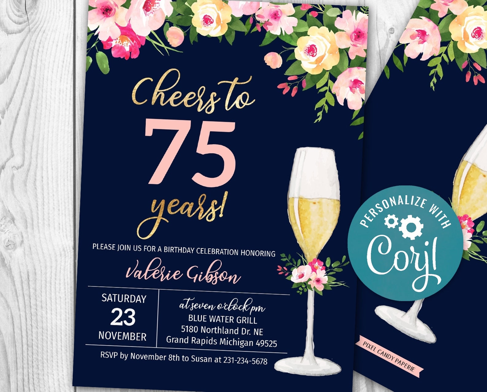 75th birthday invite templates