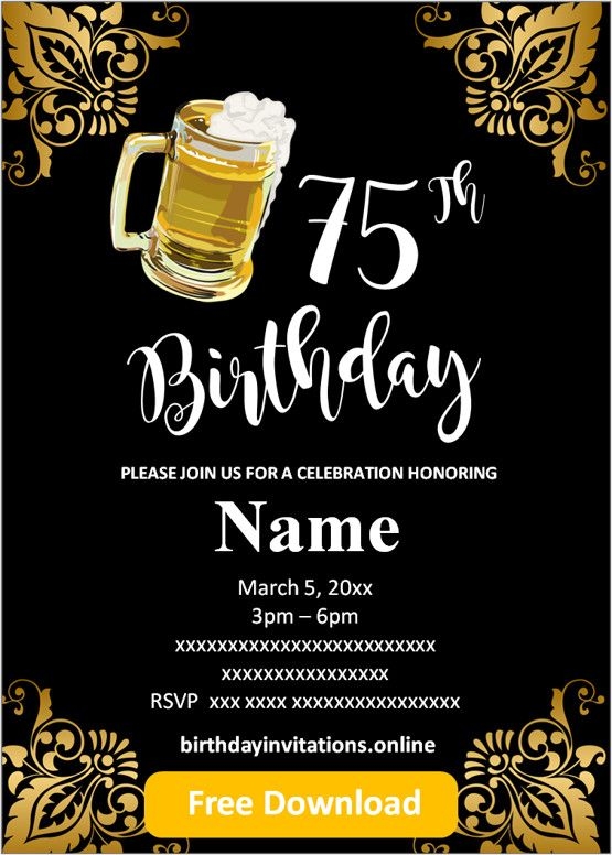 75Th Birthday Party Invitation Templates Invitationphil28