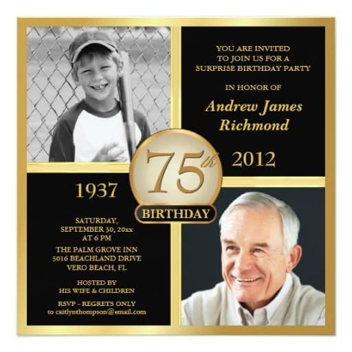 75th birthday party invitation templates