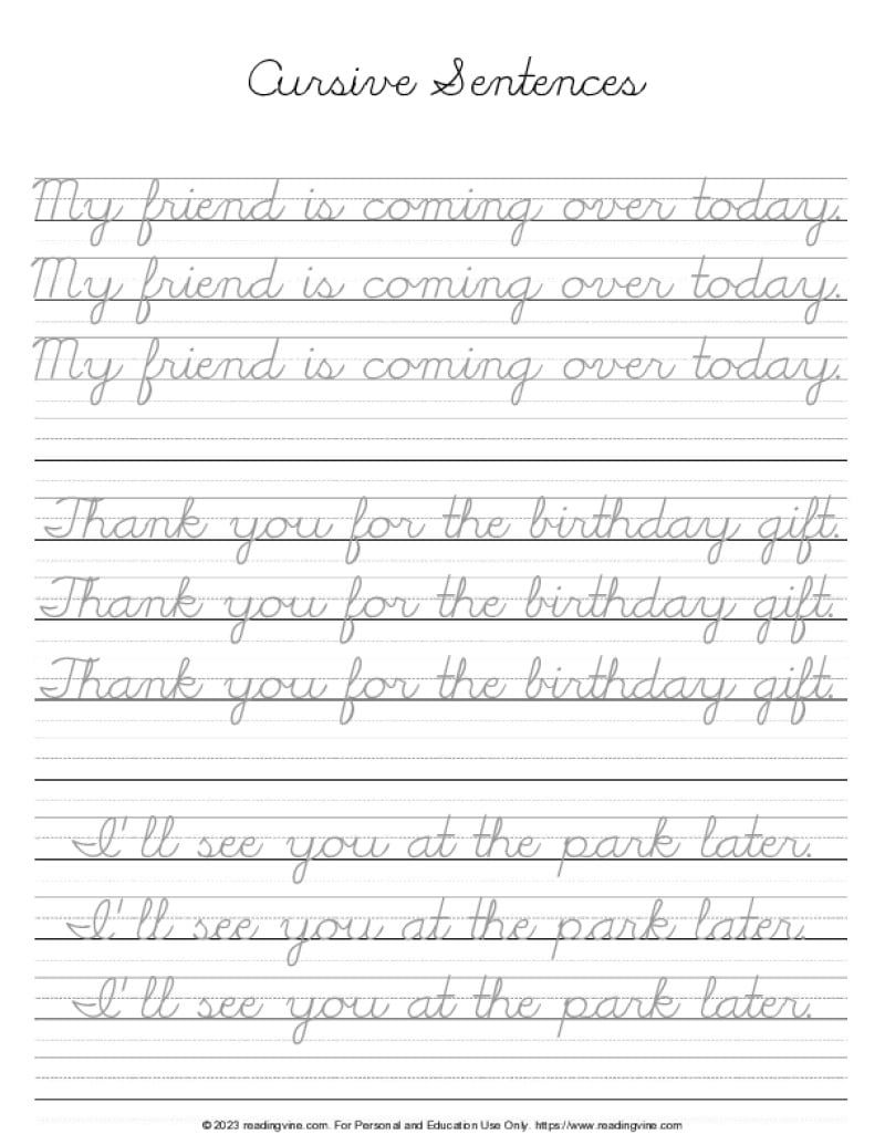 cursive writing practice worksheets printable