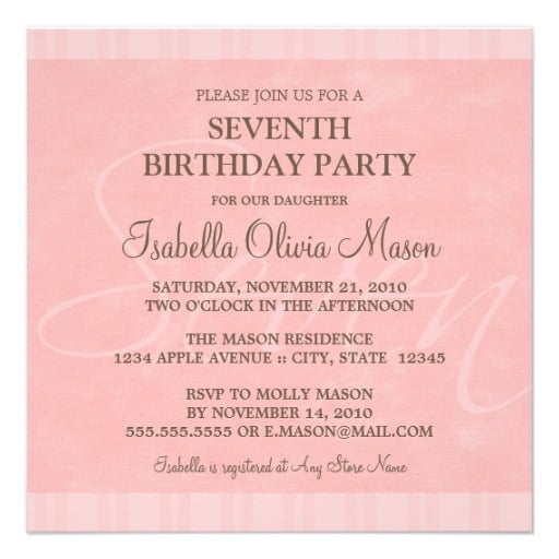 7th Birthday Party Invitation Wording FREE Invitation Templates Drevio
