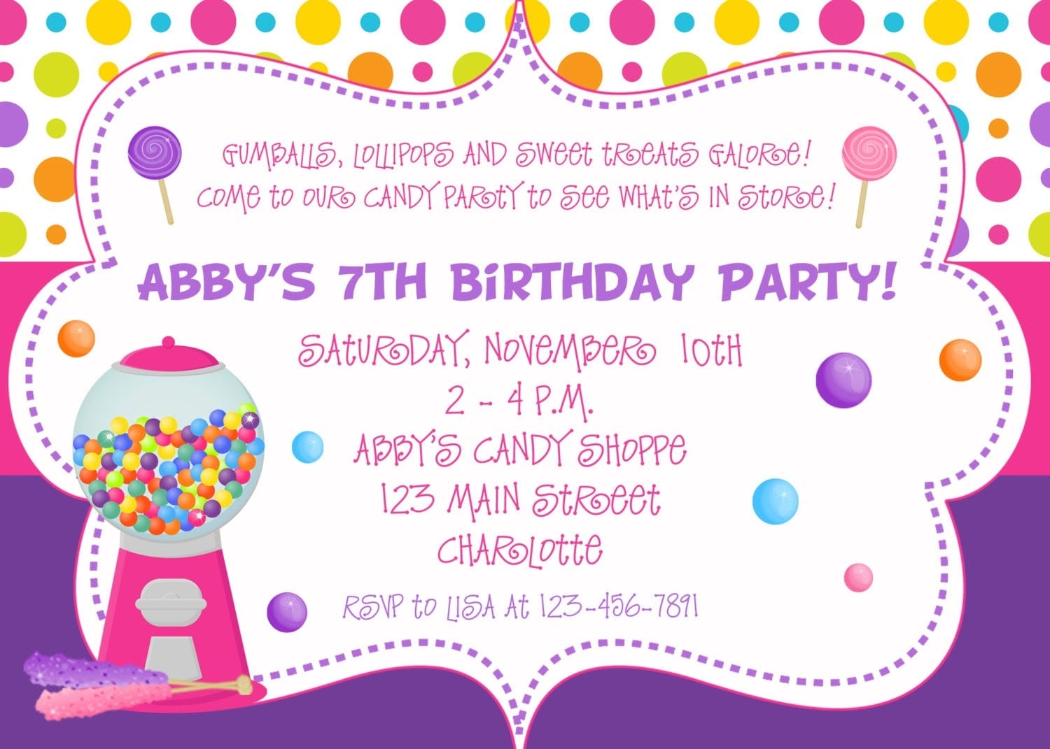 7th Birthday Party Invitation