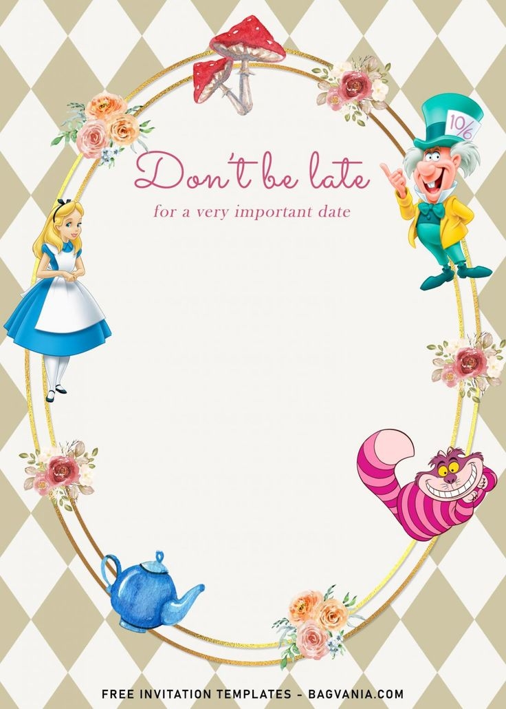 8 Vintage Alice In Wonderland Birthday Inv Invitaciones De