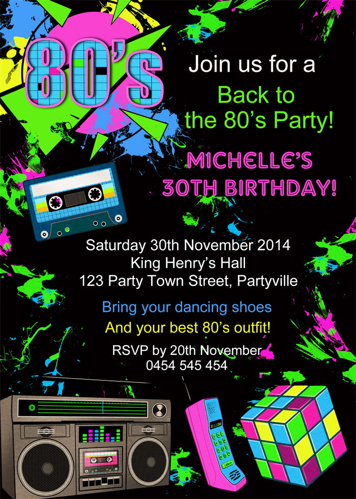 80 39 s Birthday Party Invitation Template Knocked Up History Bildergallerie