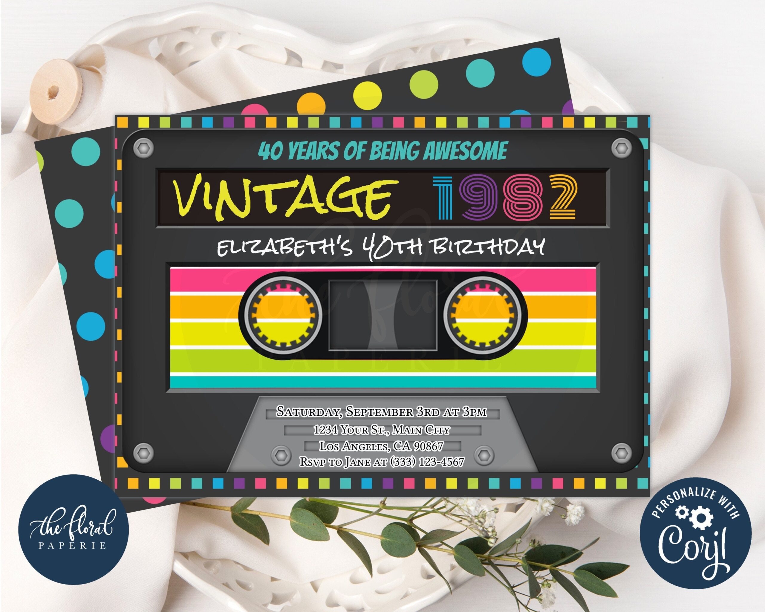 80s Birthday Invitation Template Editable Any Age Birthday Etsy