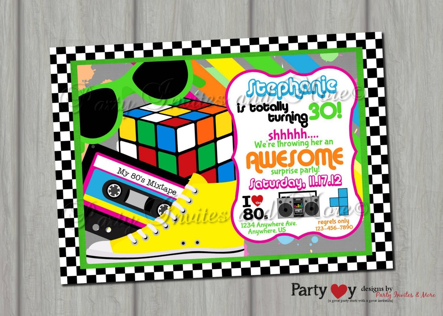 80s Birthday Invitations Printable