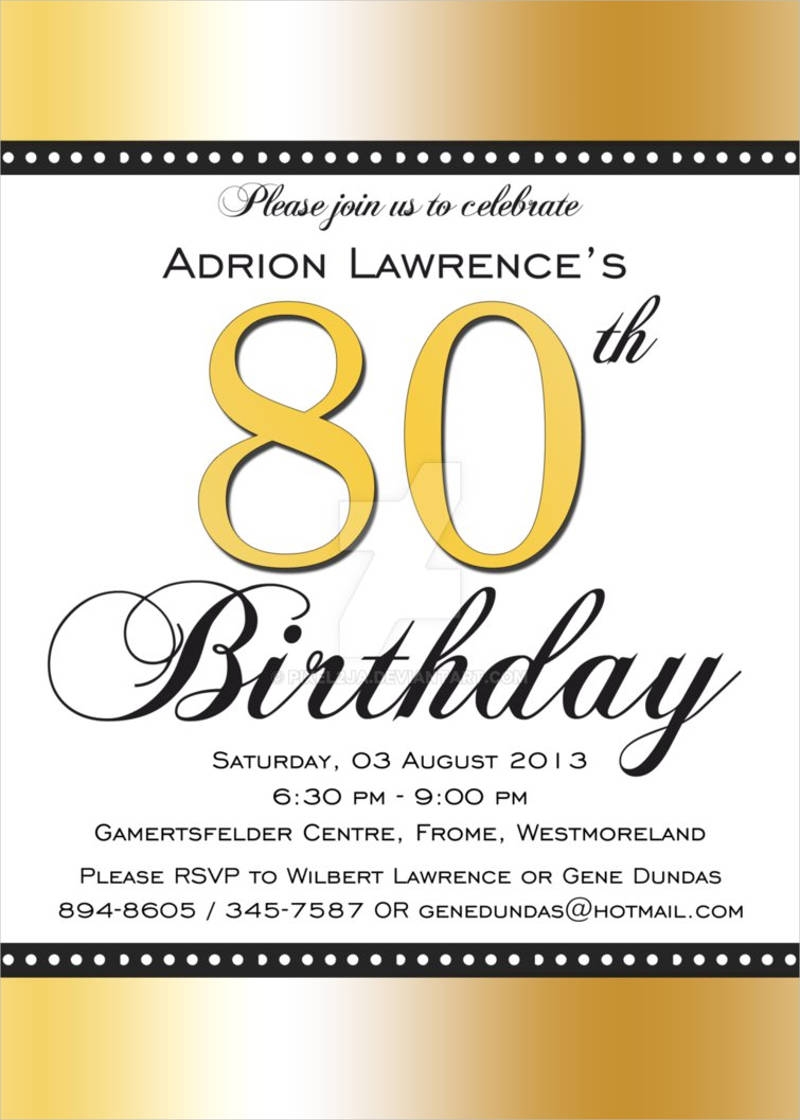 80Th Birthday Party Invitation Template