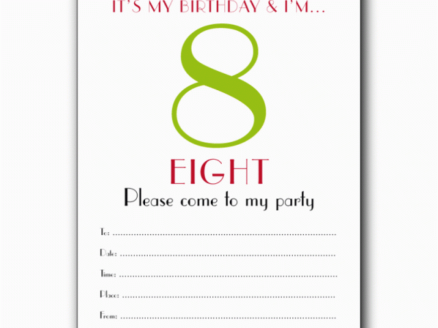8th birthday invitation templates free