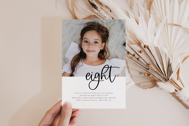 8th Birthday Invite Template Photo Birthday Invitation Etsy